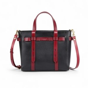 Old Trend Leather Black Red Tote Bag Crossbody Purse